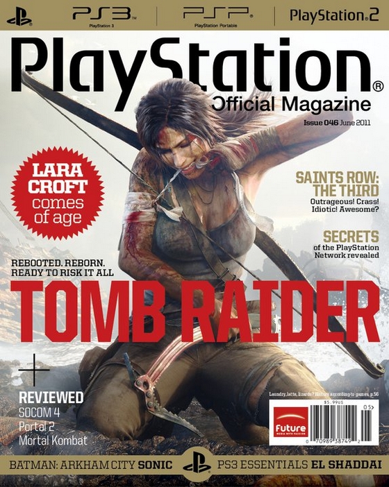 Official PlayStation Magazine Cover with Lara Croft in TOMB RAIDER